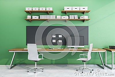 Front view of workplace with Ñomputer Stock Photo