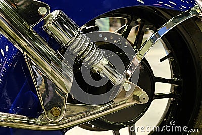 Front wheel of the motorcycle Stock Photo