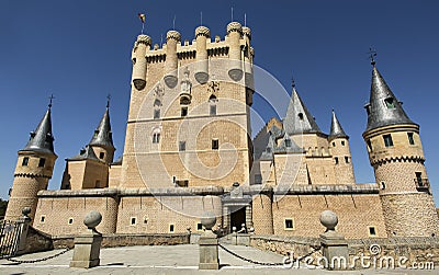 Frontal view of Alcazar of Segovia, Castilla-Leon, Spain. Stock Photo