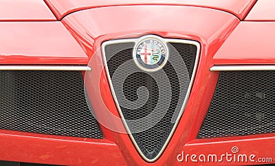 Red modern Alfa Romeo sports car front detail Editorial Stock Photo