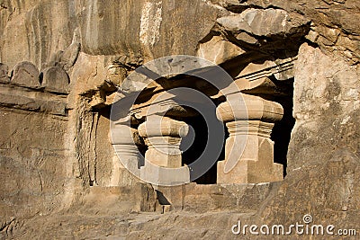 Entrance of Cave Temple, Ellora Stock Photo
