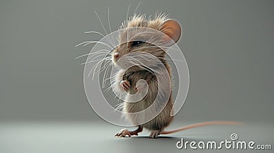 Frontal view of standing mouse. Generative Ai Stock Photo