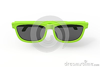 Frontal view of vibrant green sunglasses floating Stock Photo