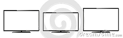 Frontal view of widescreen tv monitor. Collection vector images Vector Illustration