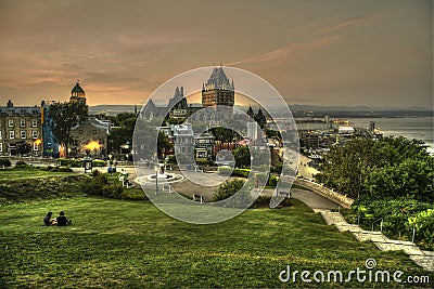 Frontenac Castle in Old Quebec City in the beautiful sunrise light Editorial Stock Photo