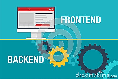 Frontend and Backend - user interface with gears Vector Illustration