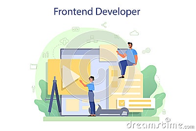 Frontend developer concept. Website interface design improvement Vector Illustration
