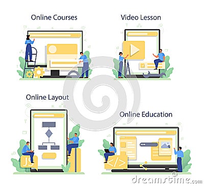 Frontend developer online service or platform set. Website Vector Illustration