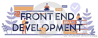 Frontend development typographic header concept. Website interface Vector Illustration