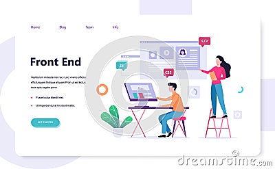 Frontend development web banner concept. Website interface Vector Illustration