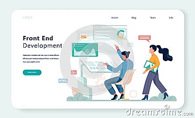 Frontend development web banner concept. Website interface Vector Illustration