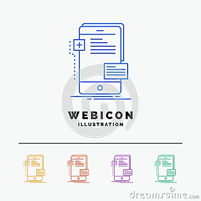frontend, interface, mobile, phone, developer 5 Color Line Web Icon Template isolated on white. Vector illustration Vector Illustration