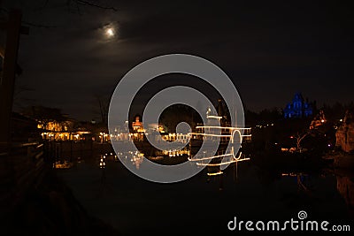 Frontierland at night Editorial Stock Photo