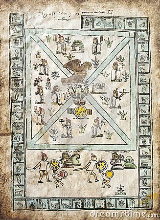 Frontispiece of the Codex Mendoza Editorial Stock Photo