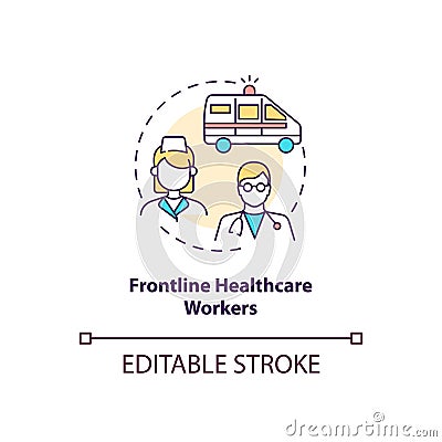 Frontline healthcare workers concept icon Cartoon Illustration