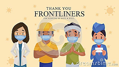 Thank you frontliners banner design Vector Illustration