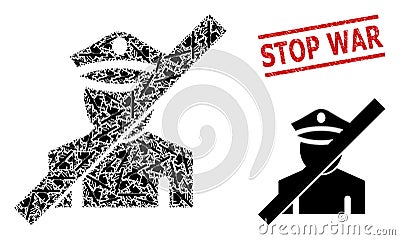 Frorbidden Police Collage of Frorbidden Police Items and Distress Stop War Seal Vector Illustration