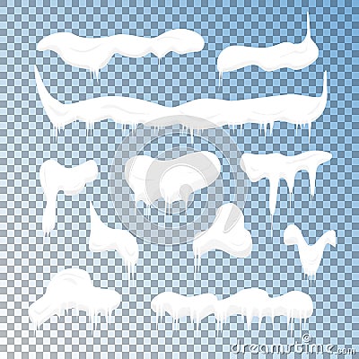 Frost Cold Snow Caps Set. Vector Vector Illustration