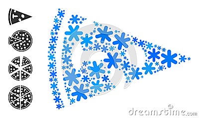 Frost Composition Pizza Piece Icon of Snow Vector Illustration