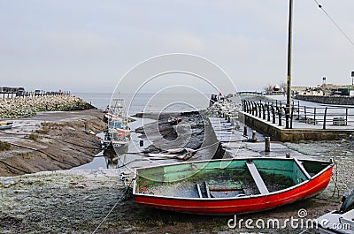 Frost covered fishing boats Editorial Stock Photo