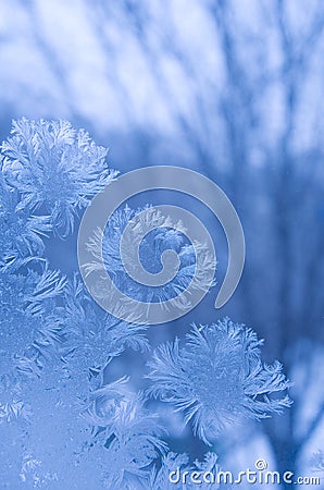Frost pattern on a window glass Stock Photo