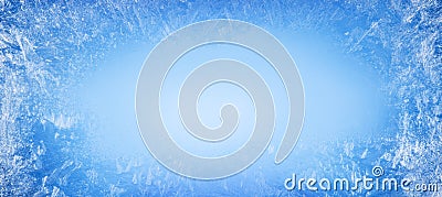 Frost patterns on frozen window as a symbol of Christmas wonder. Christmas or New year background Stock Photo