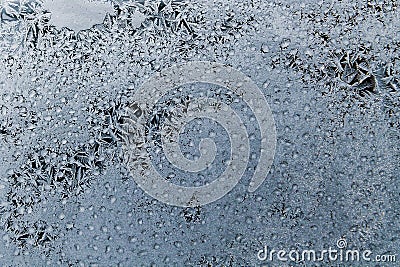 Frost on the window glass. Frozen drops Stock Photo