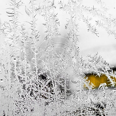 Frost on the window Stock Photo