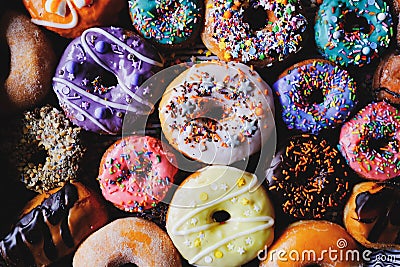 Frosted donuts with sprinkles 2 Stock Photo
