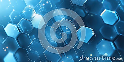 Frosted glass effect with hexagonal pattern creating a futuristic abstract background Stock Photo