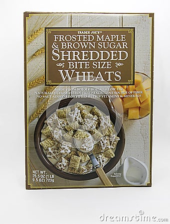 Frosted maple brown sugar shredded bite size wheat cereal Editorial Stock Photo