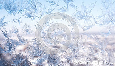 Frosted Window Artistry Stock Photo