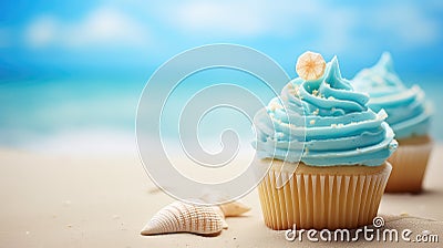 frosting blue cupcake food Cartoon Illustration