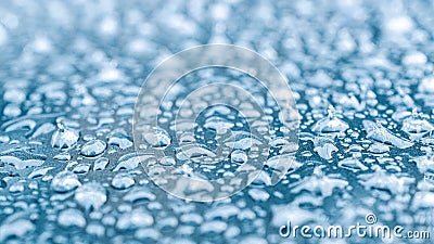 Frosting macro. Cold snow winter background. Blue crystal frozen abstract pattern. White frost ice texture. Stock Photo