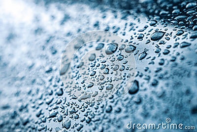 Frosting macro. Cold snow winter background. Blue crystal frozen abstract pattern. White frost ice texture. Stock Photo