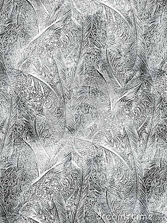 Frostwork pattern ice crystals on black background. Dark surface with ice structure makes to overlay or add a frost effect Stock Photo