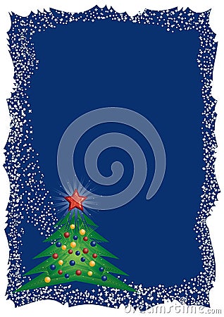 Frosty Christmas tree frame Vector Illustration