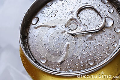 Frosty Cold Beer Can close up Stock Photo