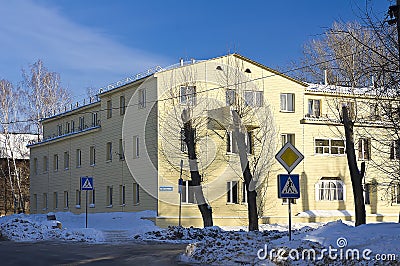 day on the streets of a winter city in the rays of sunlight Editorial Stock Photo