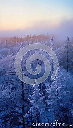 Frosty Forest: A Winter Wonderland of Business Supplies and Natu Stock Photo