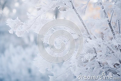 frosty leaves on a tree in the winter Stock Photo