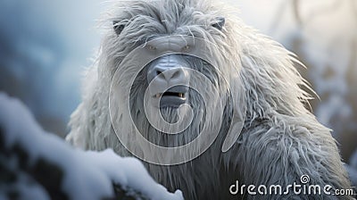 Frosty Mountain Gorilla: A Bold Manga-inspired Movie Still Stock Photo