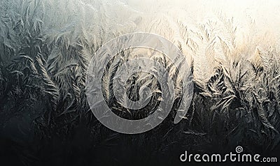 A frosty window with a black and white background Stock Photo