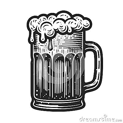 Frothy Beer Glass mug sketch vector Vector Illustration