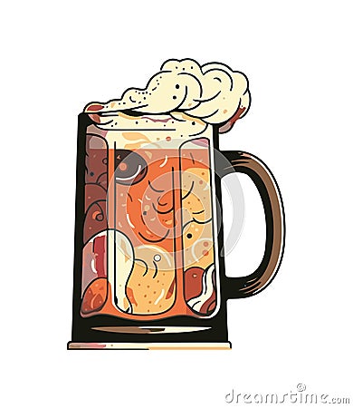 Frothy drink in pint glass Vector Illustration