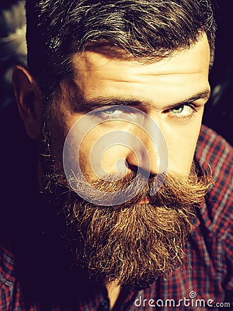 Frown bearded man hipster Stock Photo