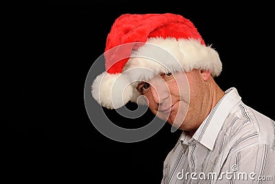 Frowning Christmas Man Stock Photo