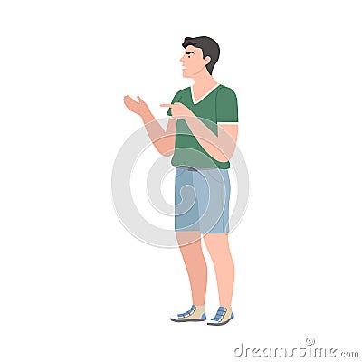 Frowning Man Quarrelling and Arguing with Someone Shouting Vector Illustration Vector Illustration