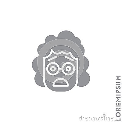 Frowning with open mouth emoji vector girl, woman icon with raised eyebrows. frowning with open mouth emoji icon, vector simple Vector Illustration