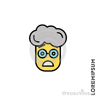 Frowning with open mouth emoji yellow vector boy, man icon with raised eyebrows. frowning with open mouth emoji icon, vector Vector Illustration